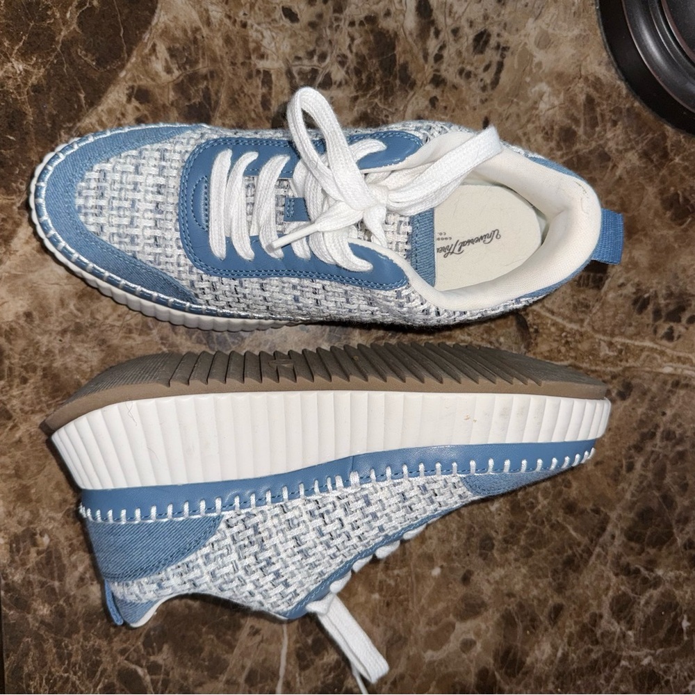 Blue and White Woven Sneakers